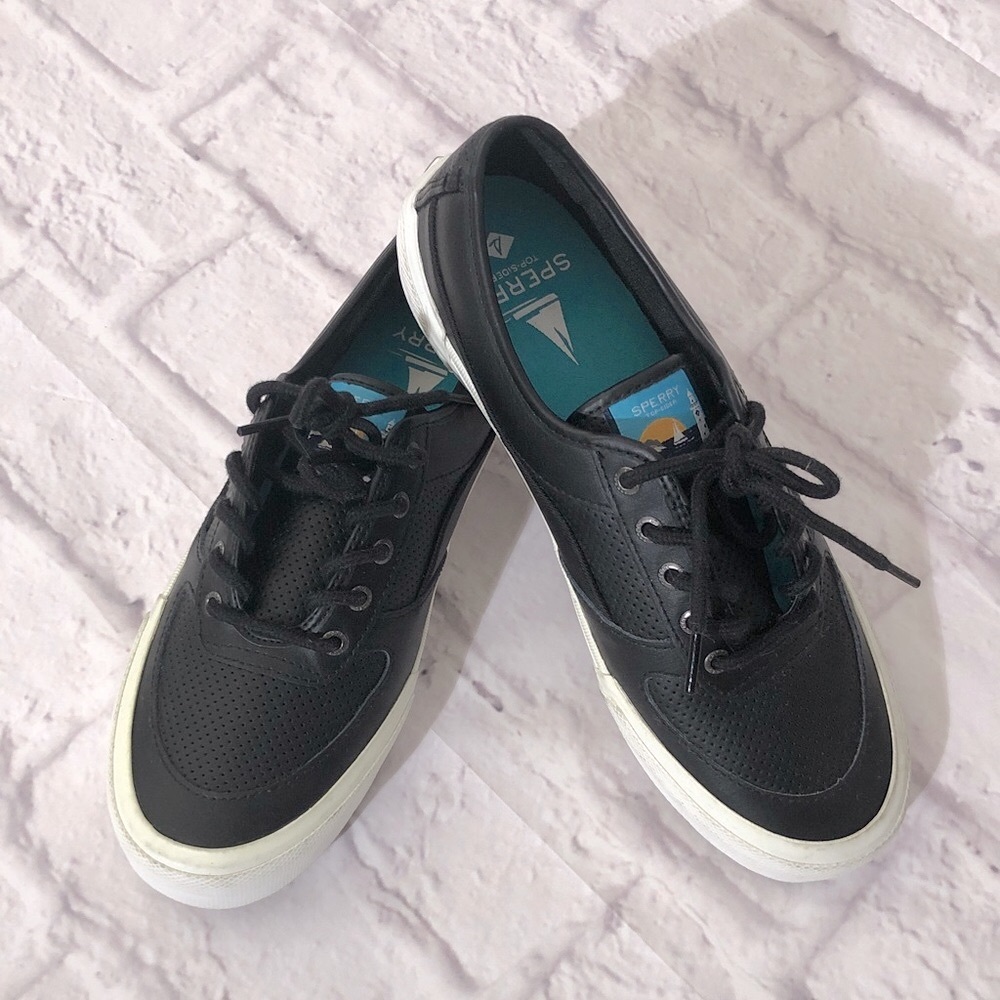 Speery Top-Sider Black and White Sneakers Deck Shoes women 10 NWOT boat yacht